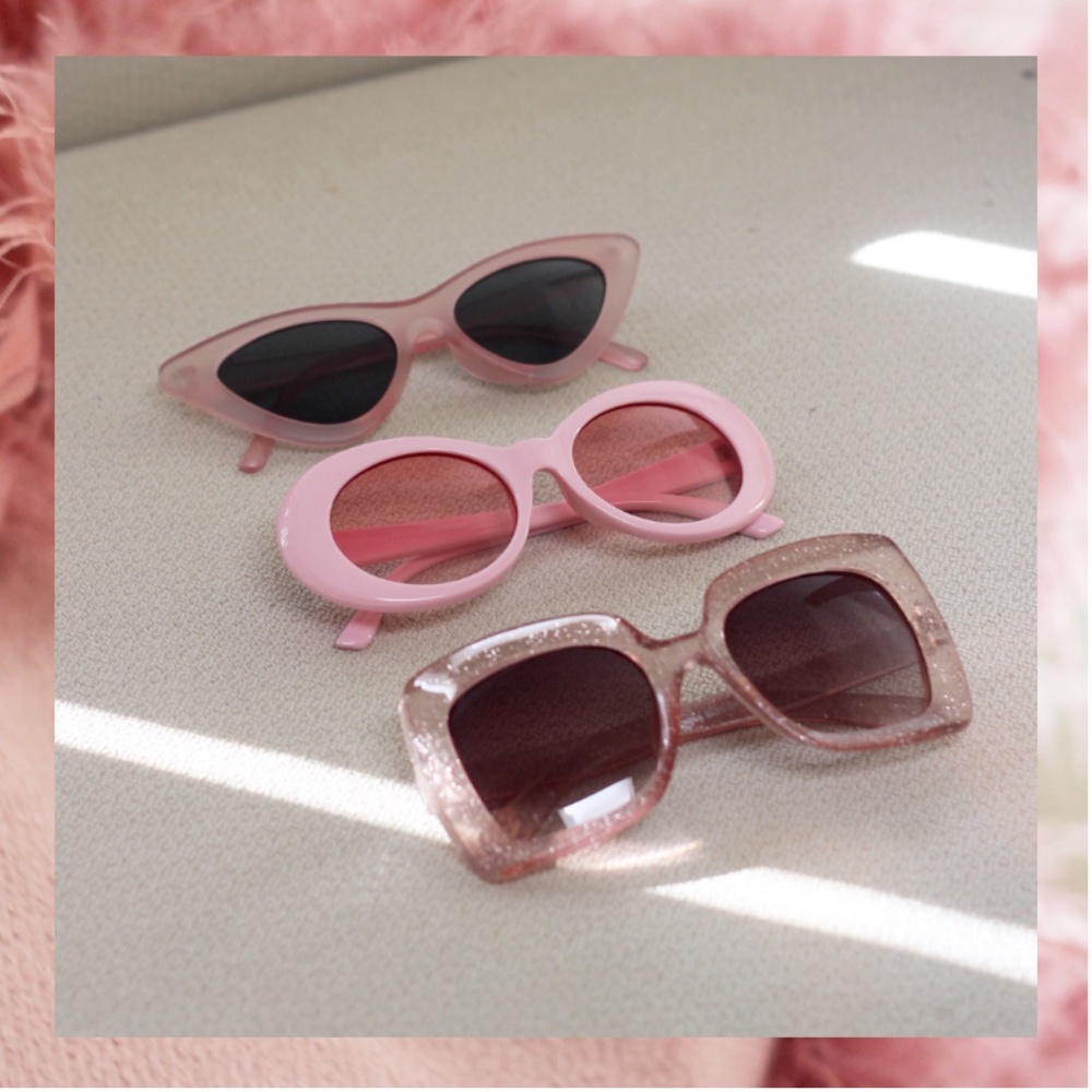 3 Pink Sunglasses -Different Frames & Styles